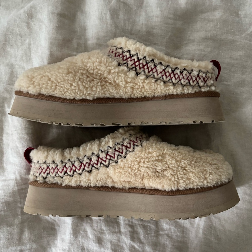 UGG Cream and Brown Shearling Slippers